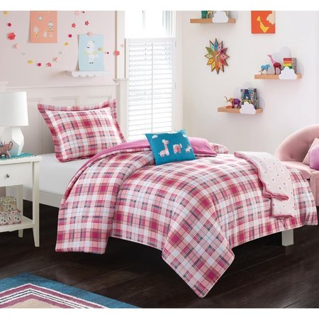 FIXTURESFIRST 4 Piece Jewel Comforter Set - Pink, White & Blue - Twin & Twin XL Size FI2541979